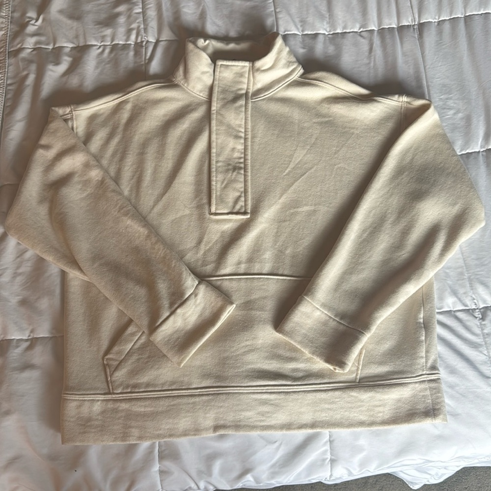 Half zip cream sweatshirt